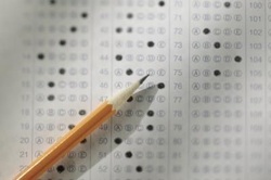 Picture of scantron test with pencil